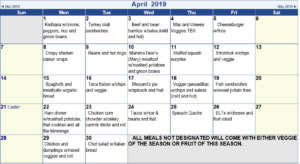 April Lunch Menu